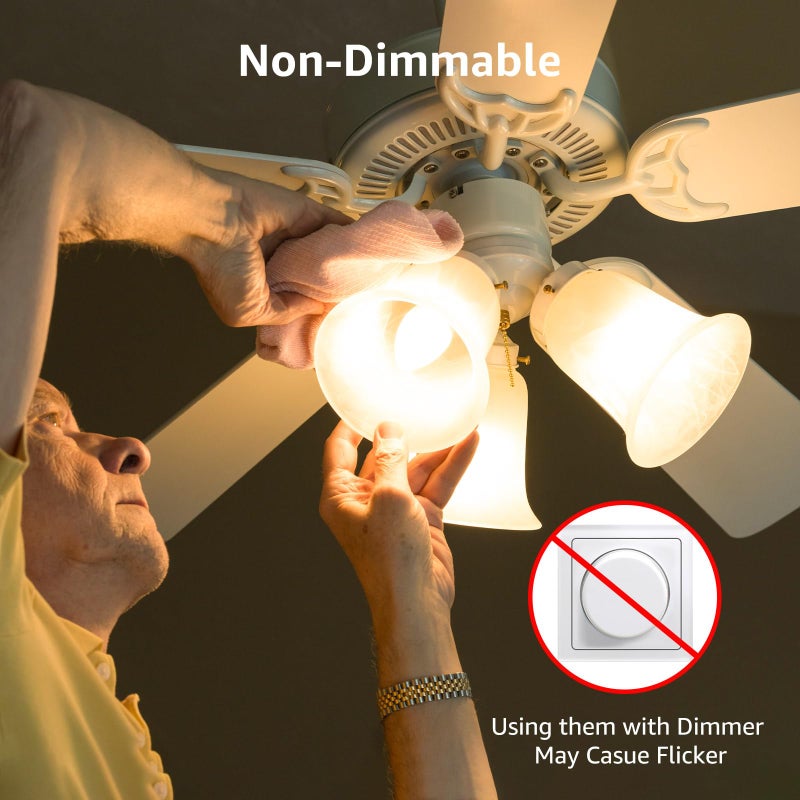 Lepro مصابيح ليد لابرو E12، 5.5 واط، تعادل 40 واط، مصابيح سقف C37 B11 لمروحة السقف، مصابيح الثريا، 2700 كلفن ضوء أبيض دافئ نوع B قاعدة صغيرة، غلاف بلاستيكي مصنفر، 6-pack - Image 3